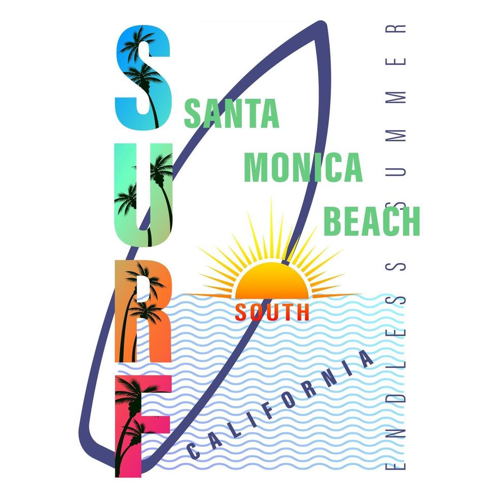 California Surf lettering print Shirt vector