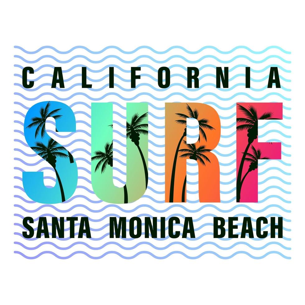 California Surf lettering print Shirt vector