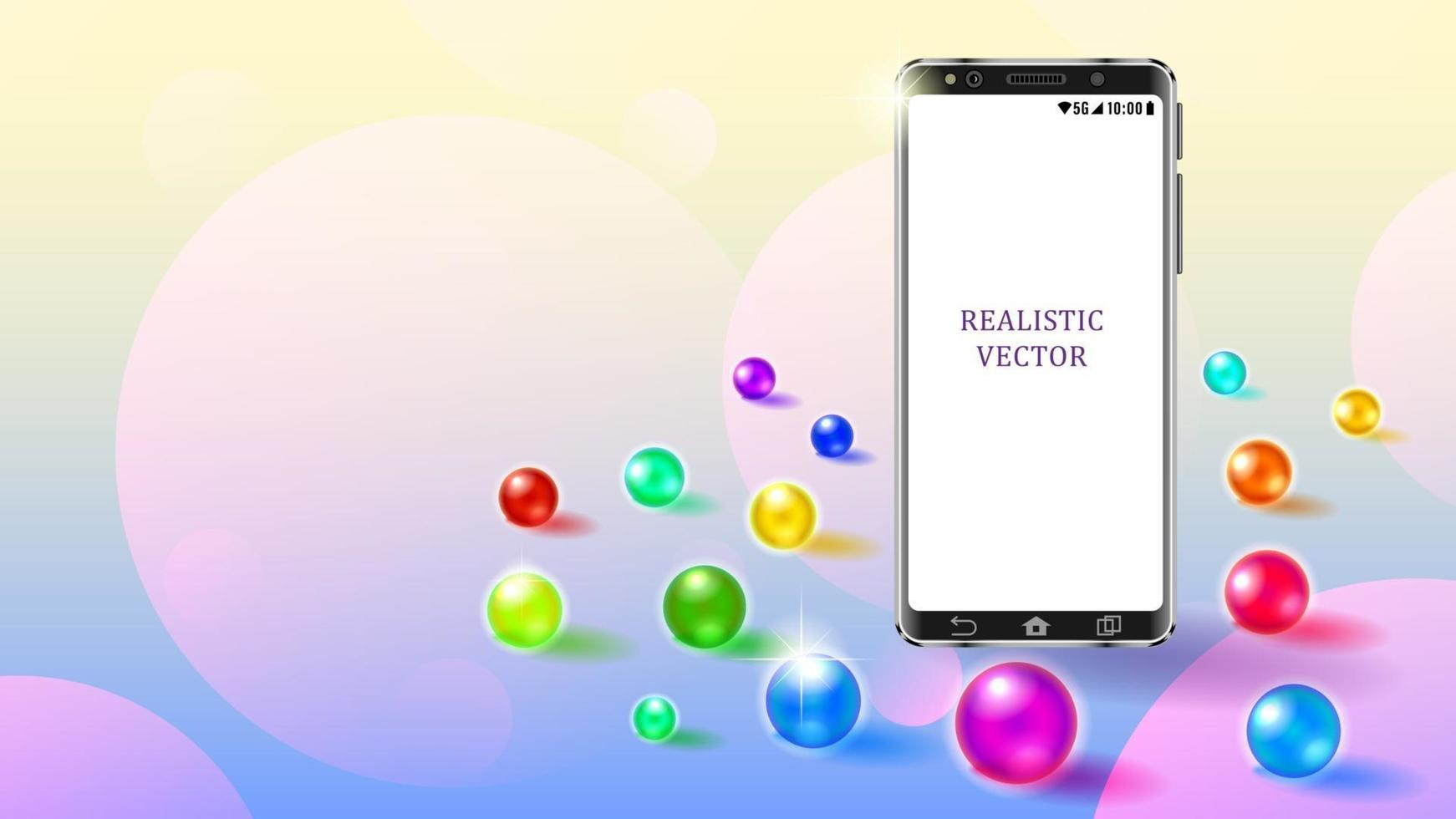 Realistic Smartphone colorful glass balls vector