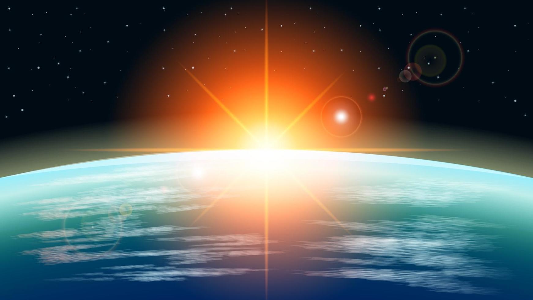 Realistic sunrise in earth orbit vector