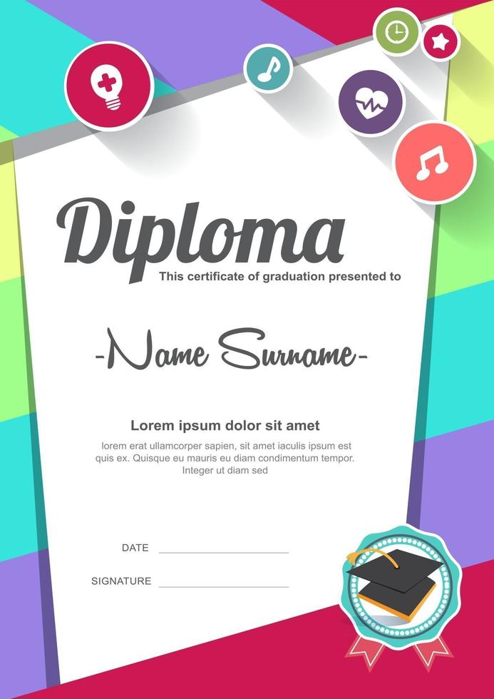 Diploma template for kids vector