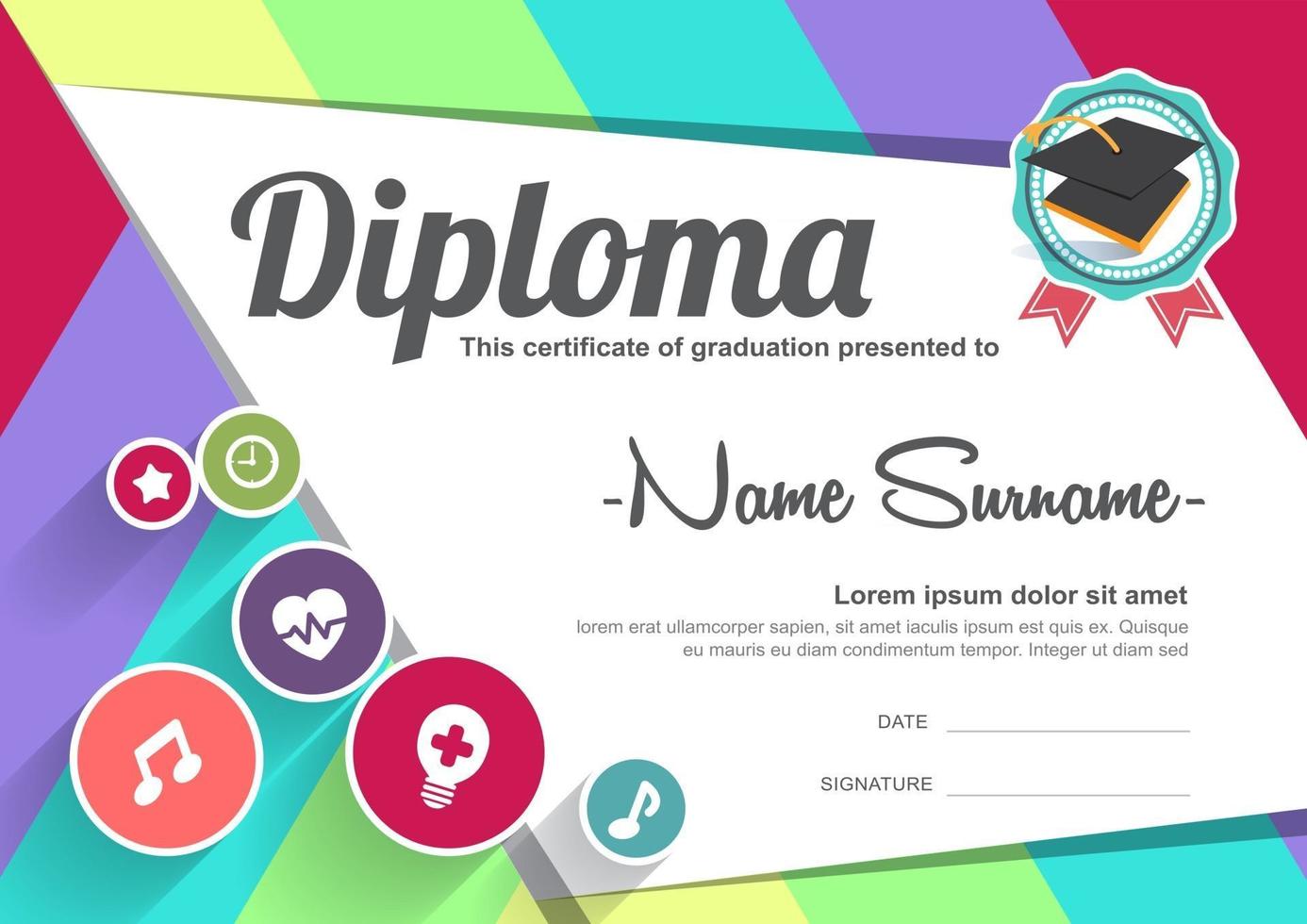 Diploma template for kids vector