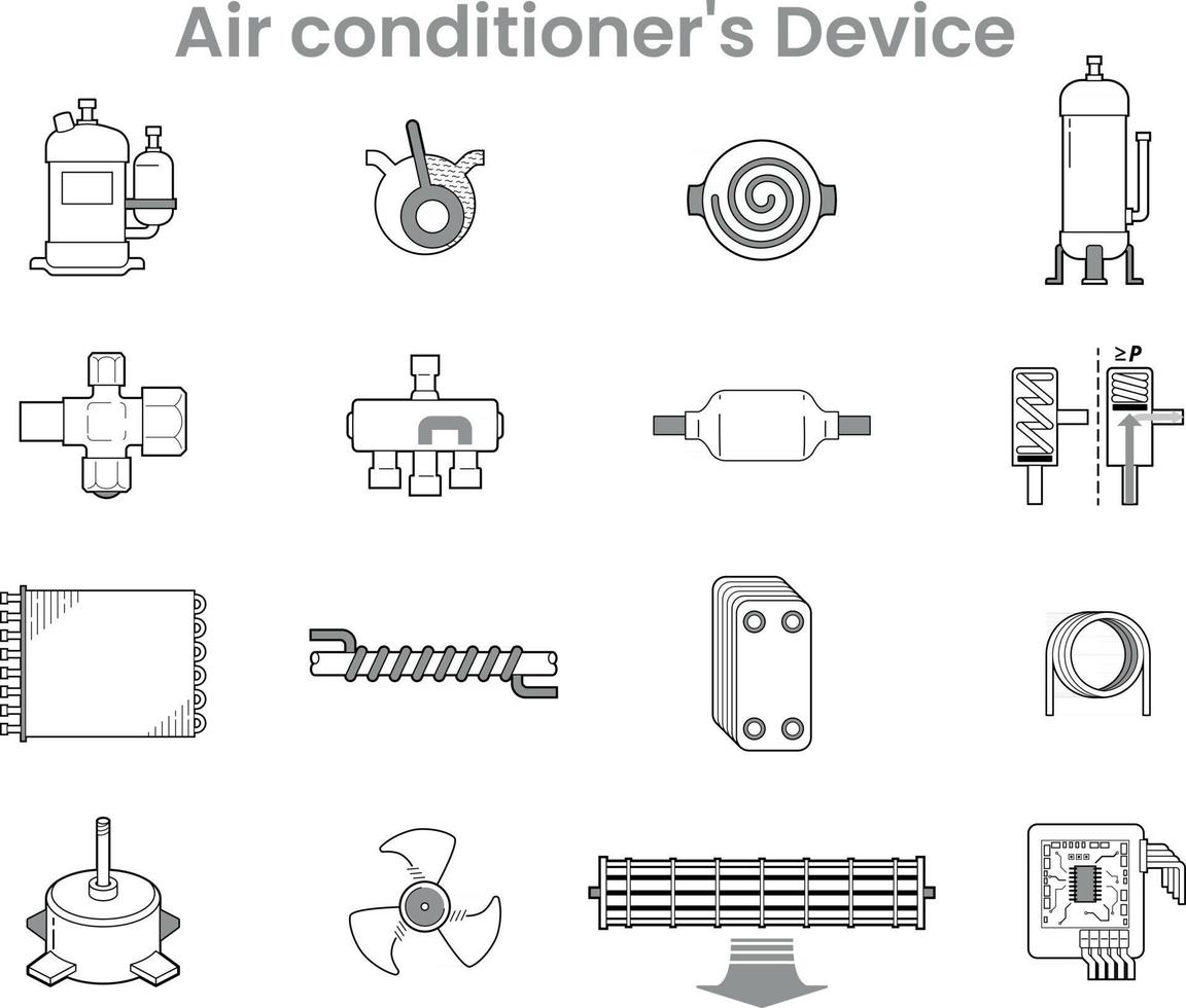 packs de iconos de dispositivo de aire acondicionado vector