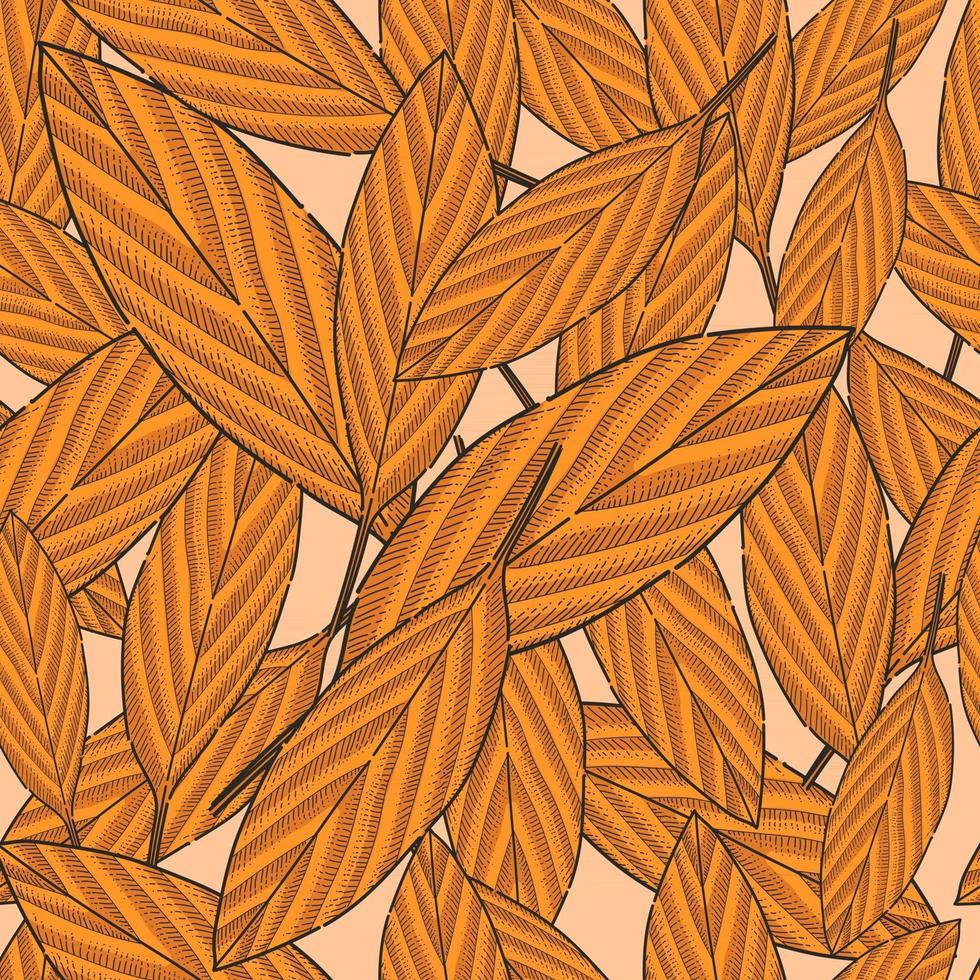 Seamless Pattern Hand Drawn Leaf Illustration vector