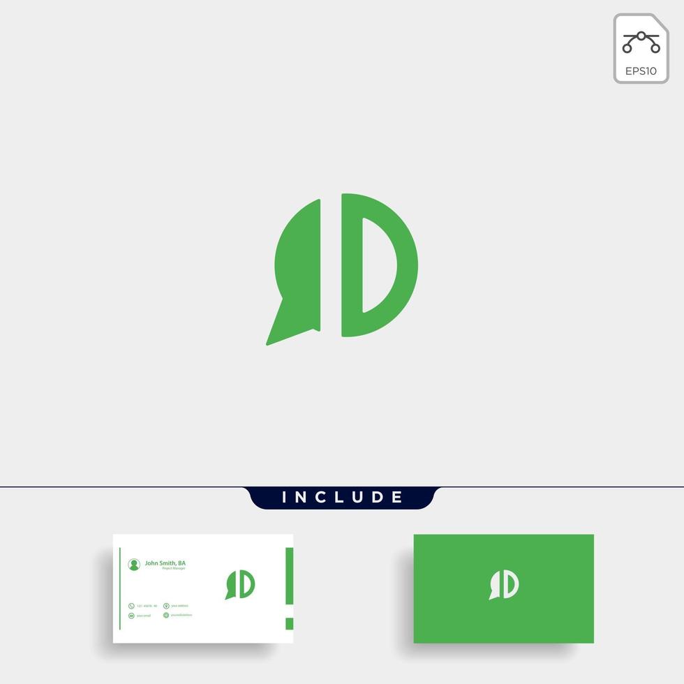 Diseño de vector de plantilla de logotipo de chat de letra d