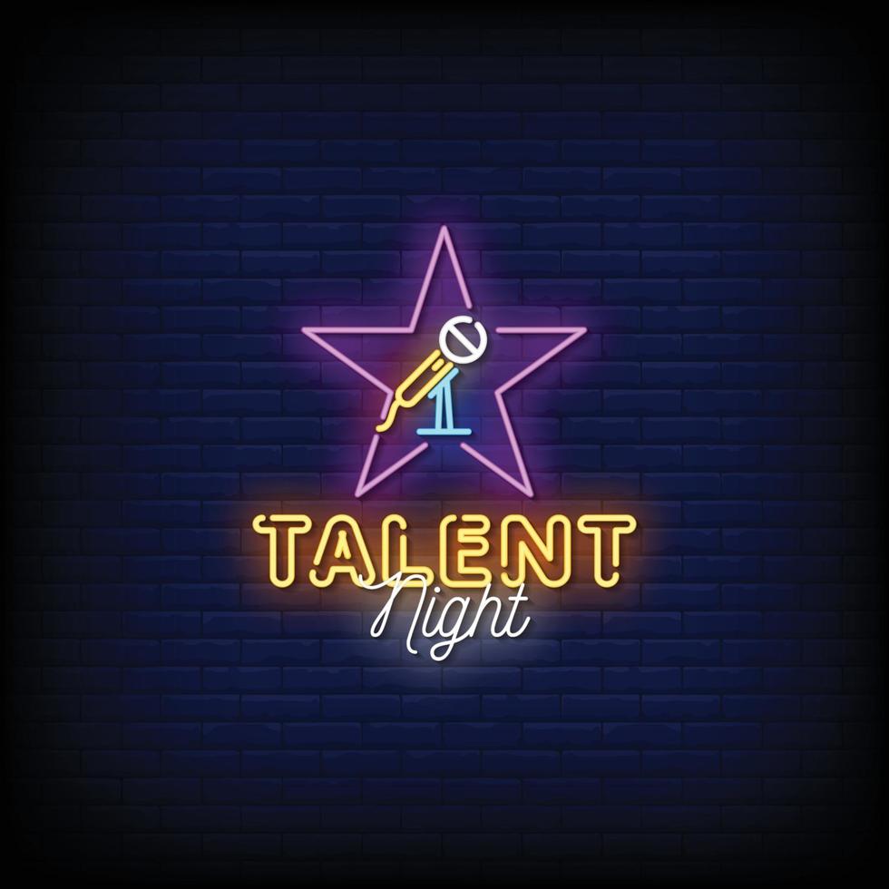 Talent Night Neon Signs Style Text Vector
