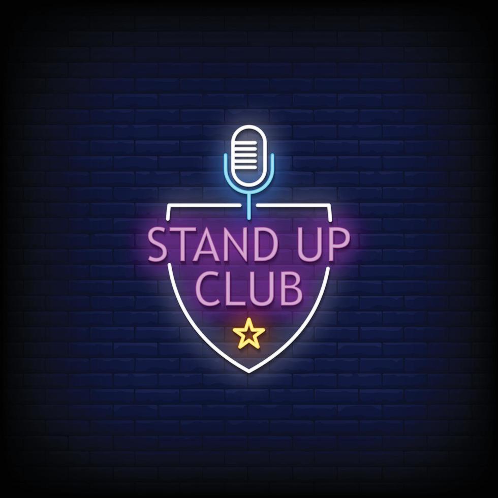 Stand Up Club Neon Signs Style Text Vector