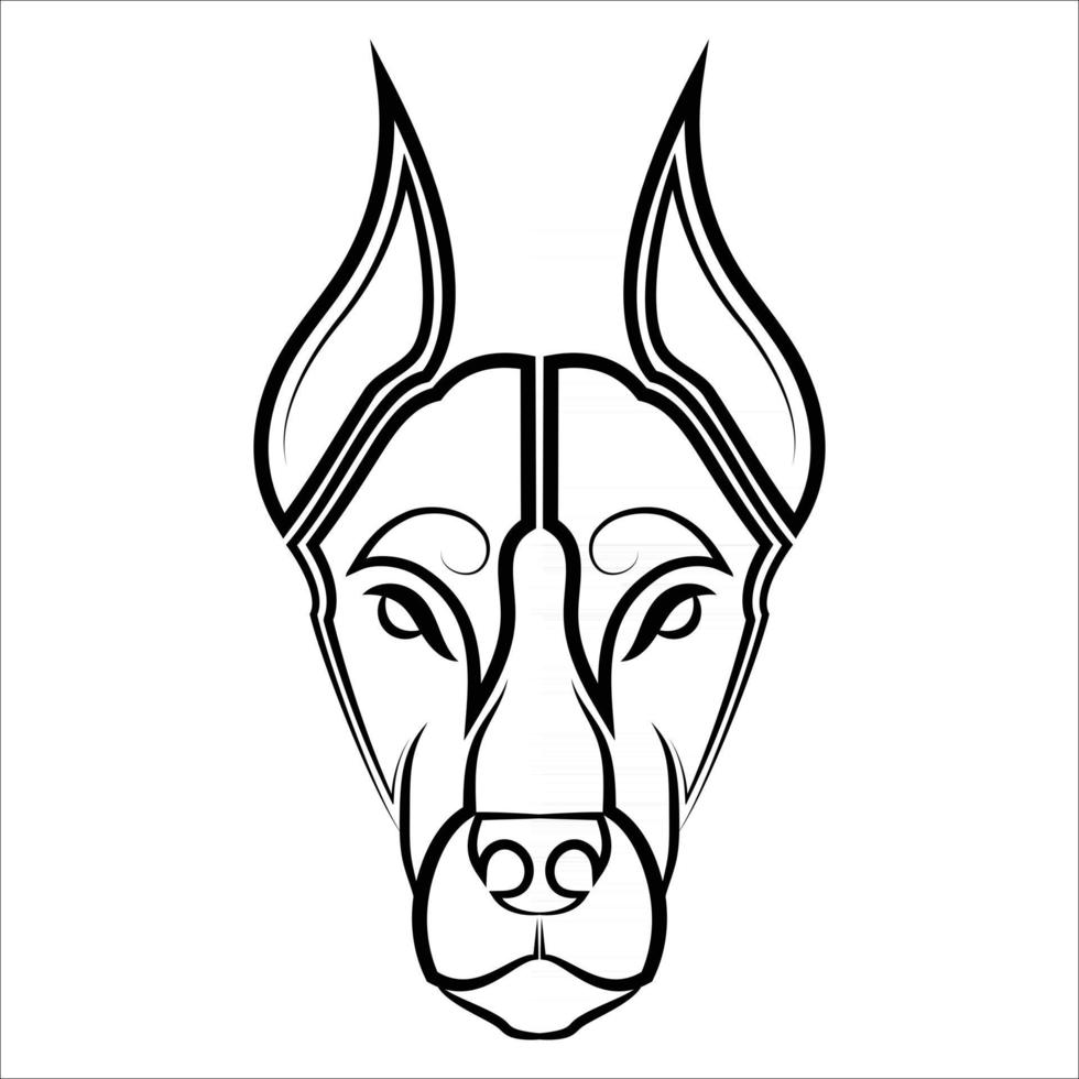 Black and white line art of Doberman Pinscher dog head Good use for symbol mascot icon avatar tattoo T Shirt design logo or any design you want vector