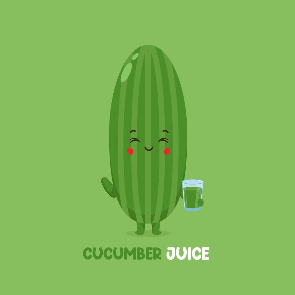 Cute Smiling Cucumber Juice Character vector