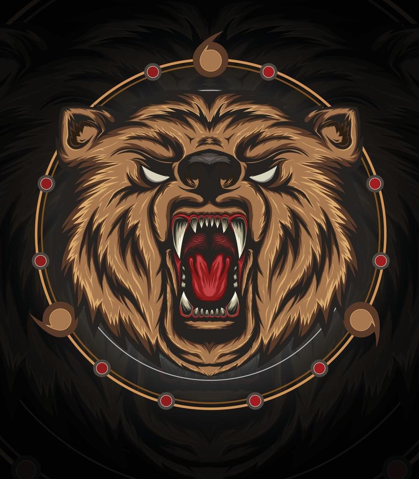 vector ilustración de cabeza de oso mascota oso enojado