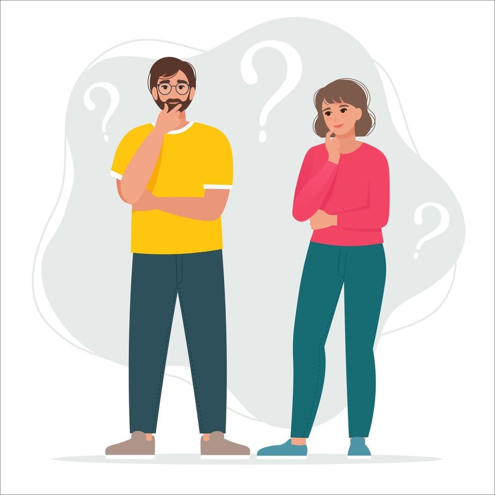 Thinking man and woman vector