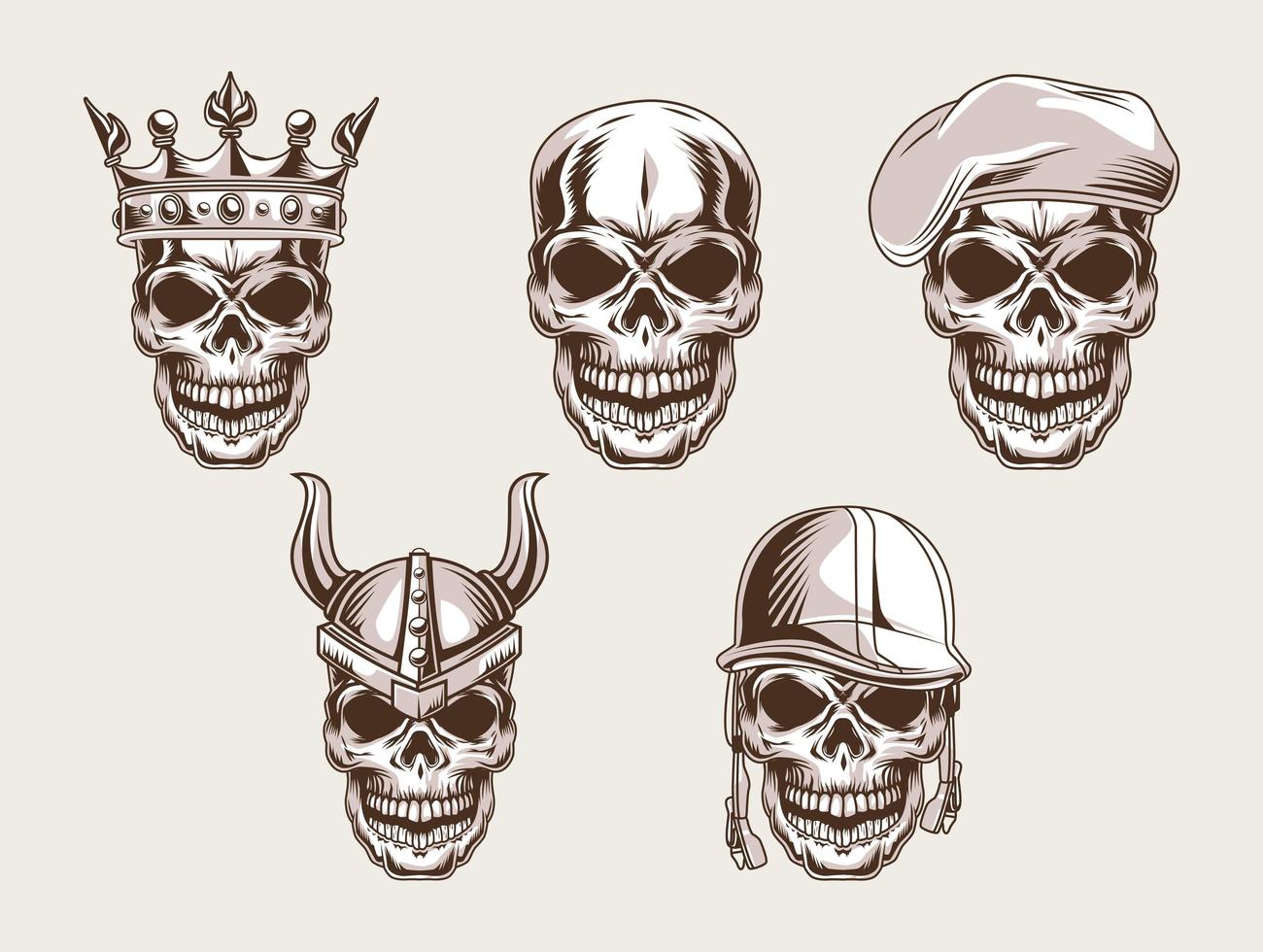 skulls heads set vector