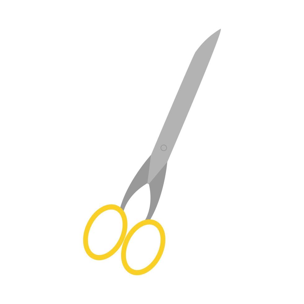 Scissors in gray yellow color on a white background Vector image in flat style