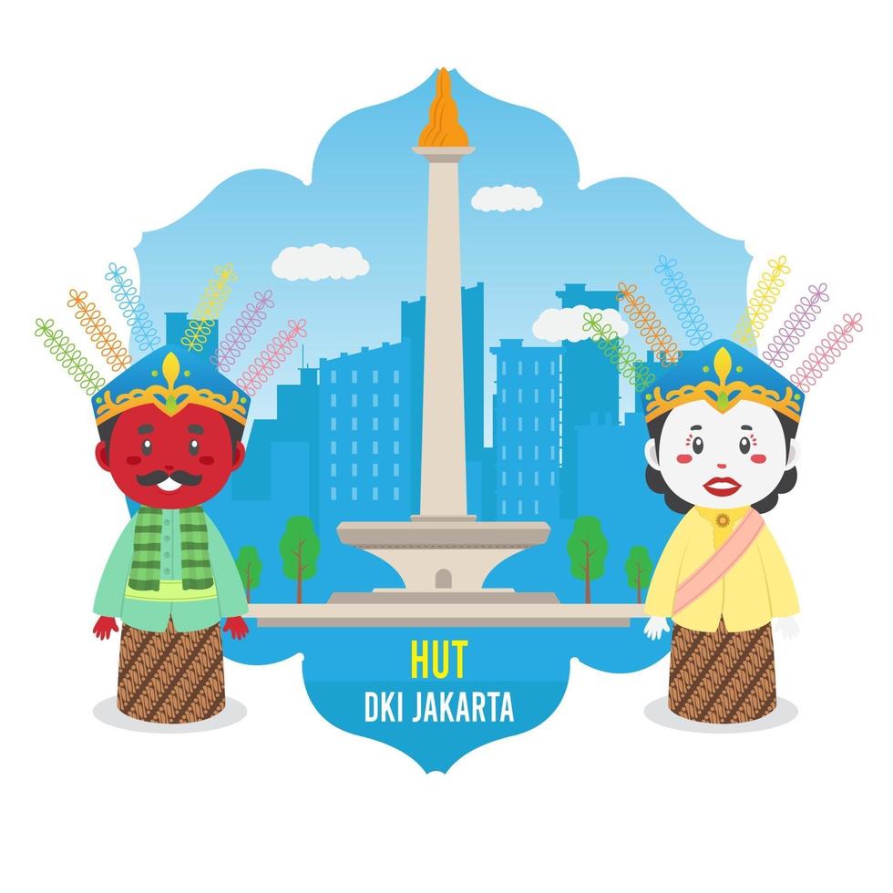 Birthday Jakarta Background with Traditional Puppet vector