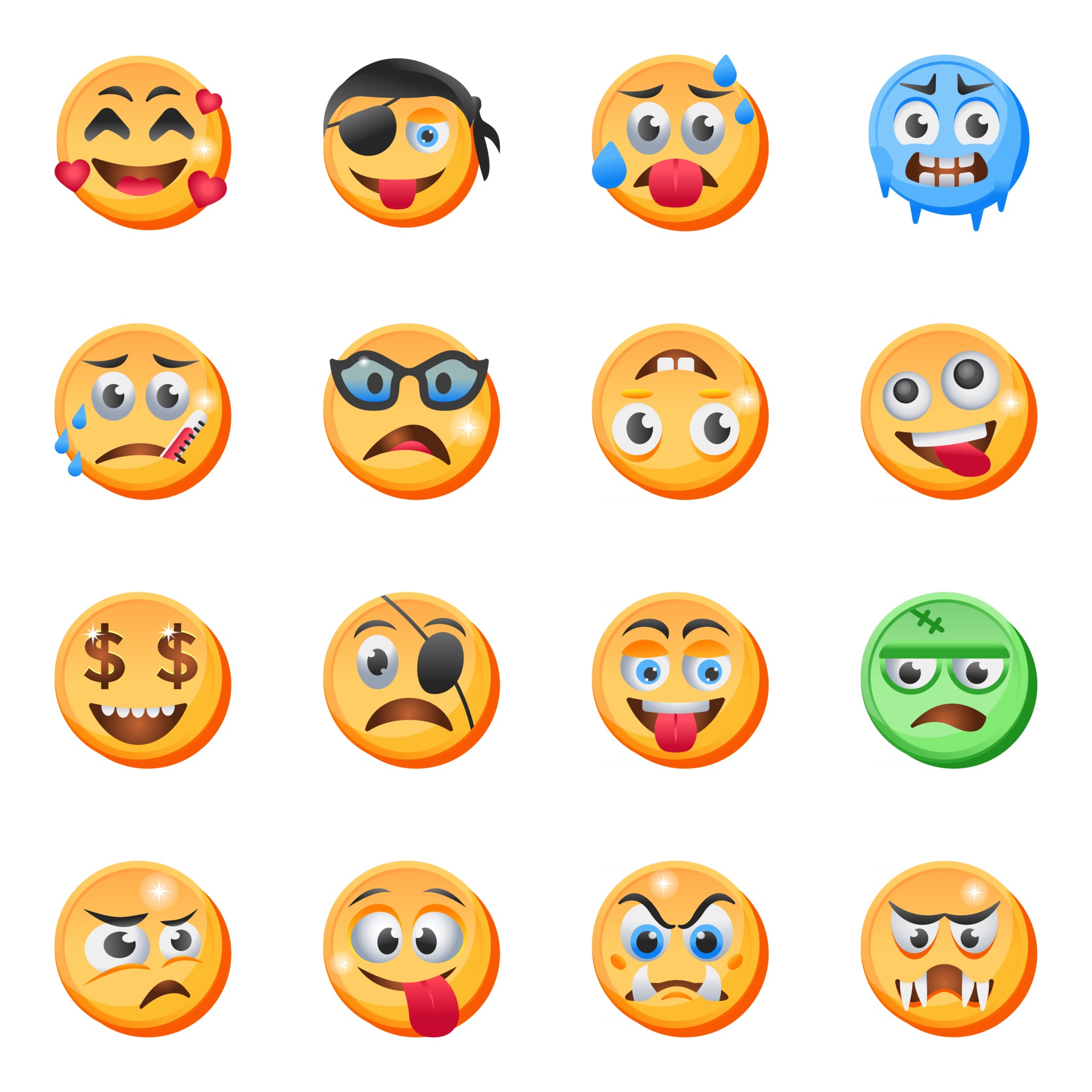 Emojis and Emoticons 2520526 Vector Art at Vecteezy