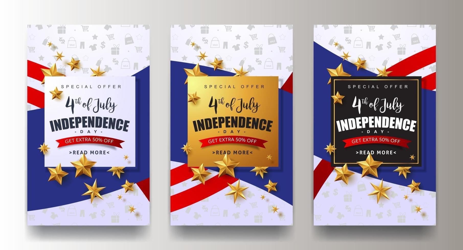 Independence day USA sale promotion banner template vector