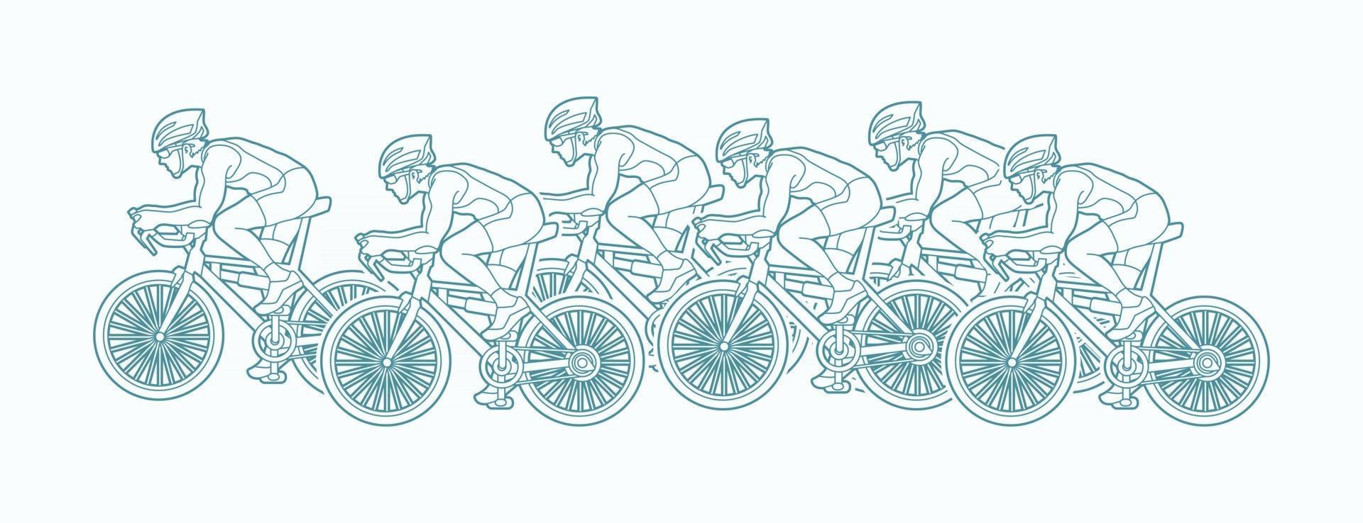 Outline Group of Bicycle Racing vector