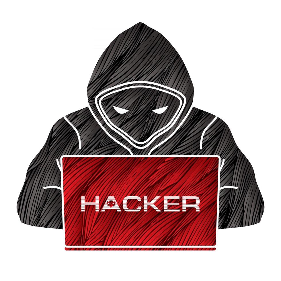 hacker trabajando en laptop vector