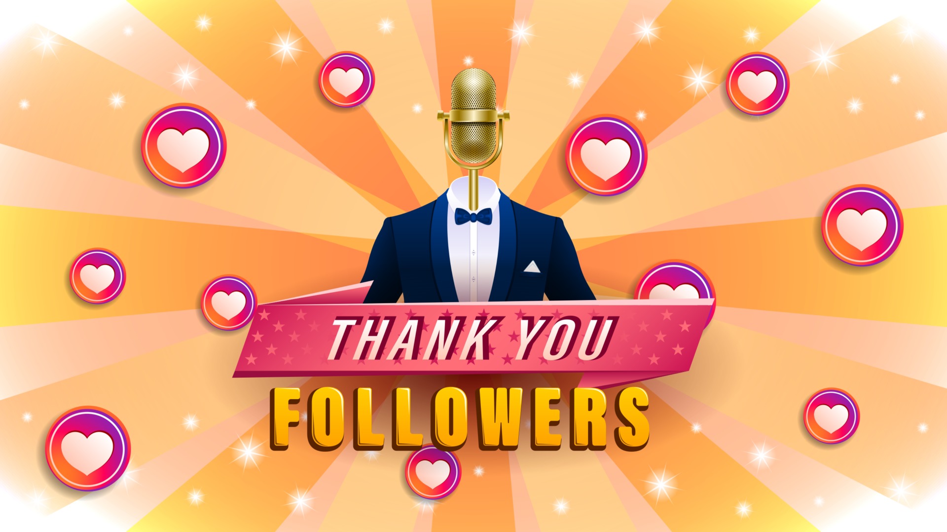 Thank you followers gold microphone background 2520712 Vector Art at