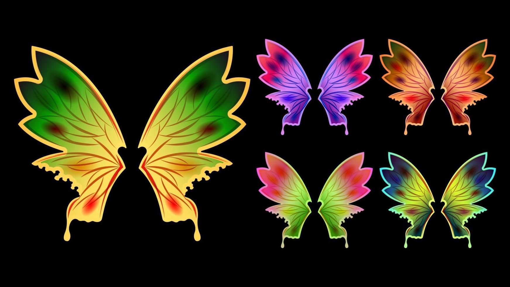 Set colorful butterfly wings isolated vector