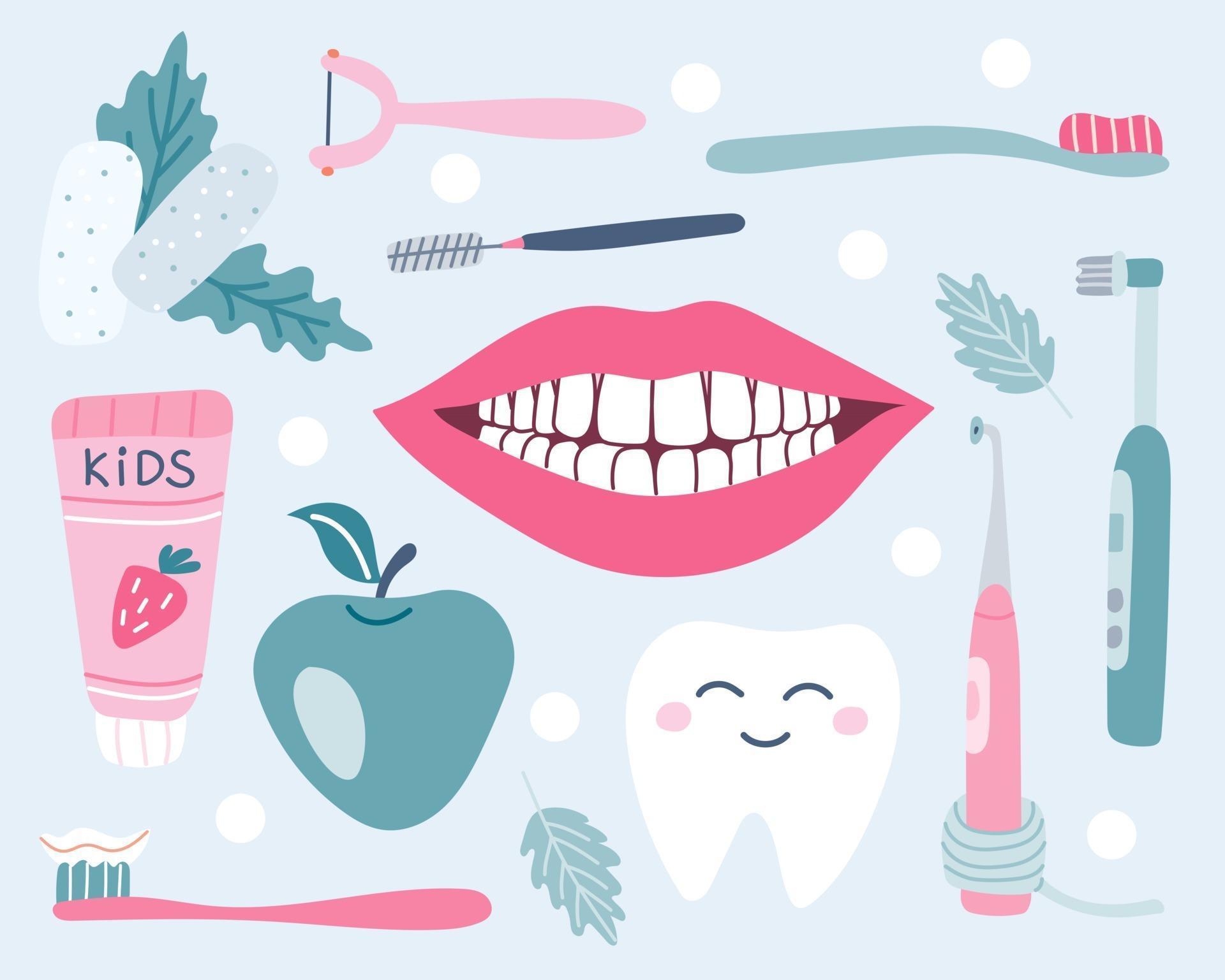 A set of dental care oral hygiene Chewing gum pasta snow