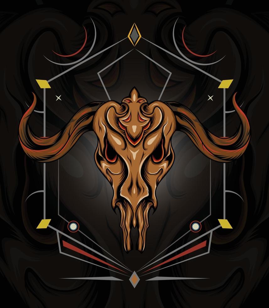 Vector illustration Goat skull and Sacred geometric symbol on vintage background