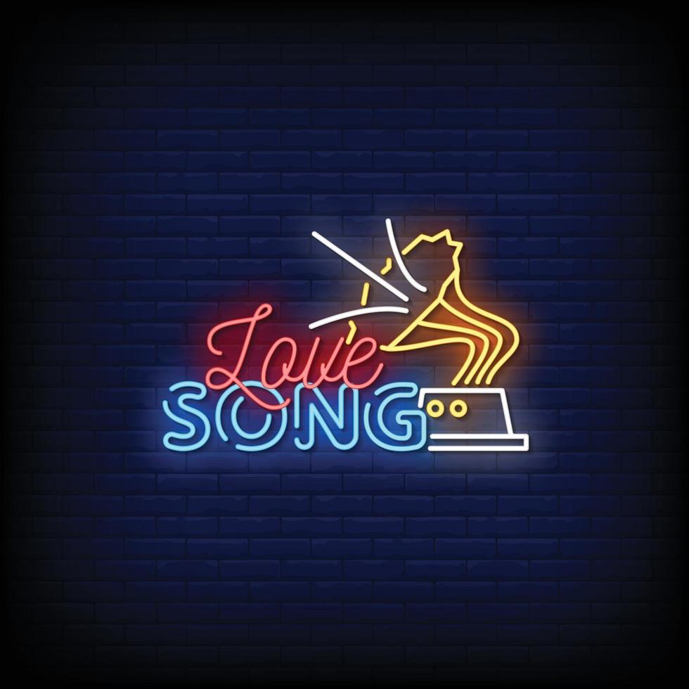 Love Song Neon Signs Style Text Vector