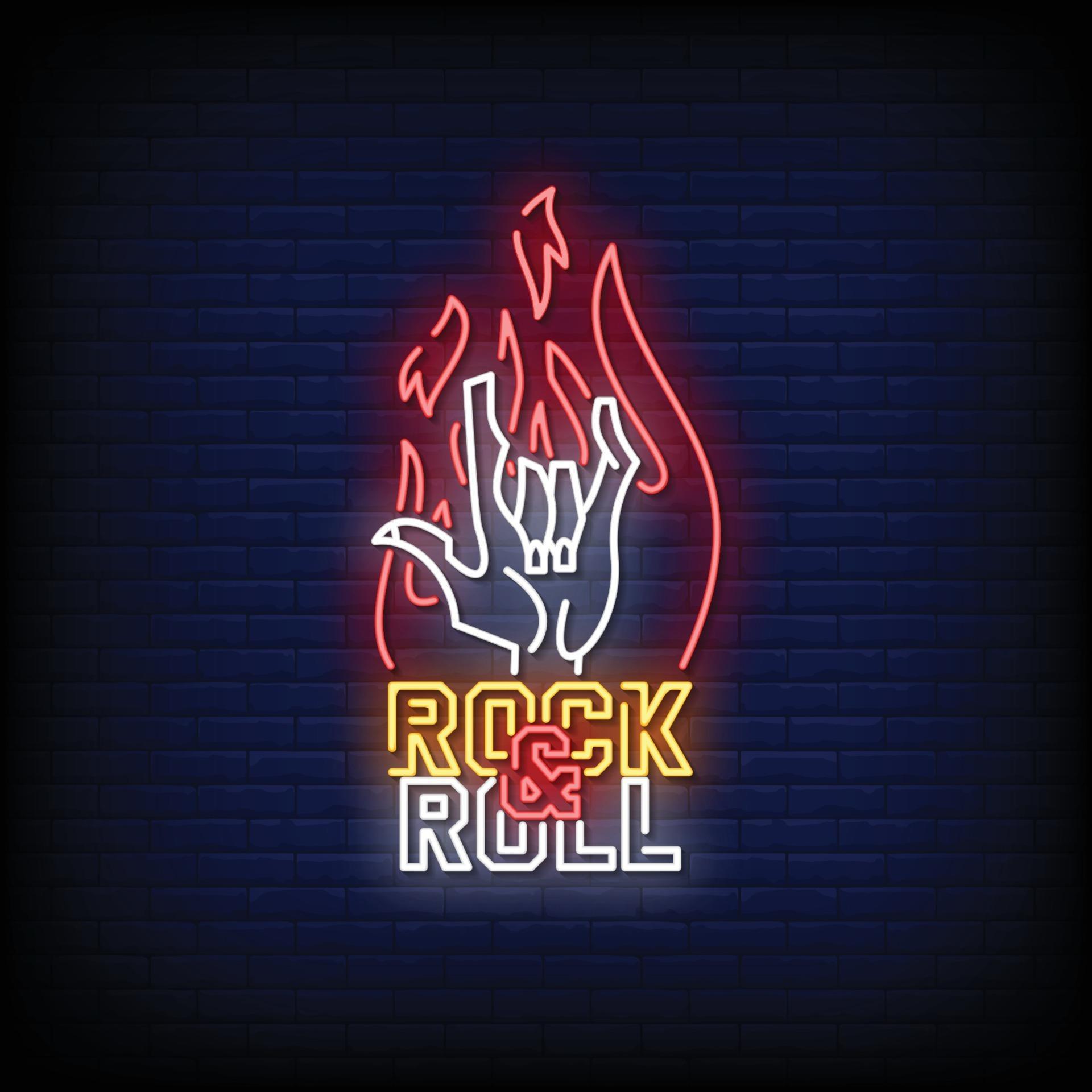 Rock and Roll Neon Signs Style Text vector 2520827 Vector Art at Vecteezy