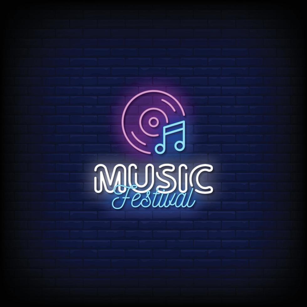 Music Festival Neon Signs Style Text Vector