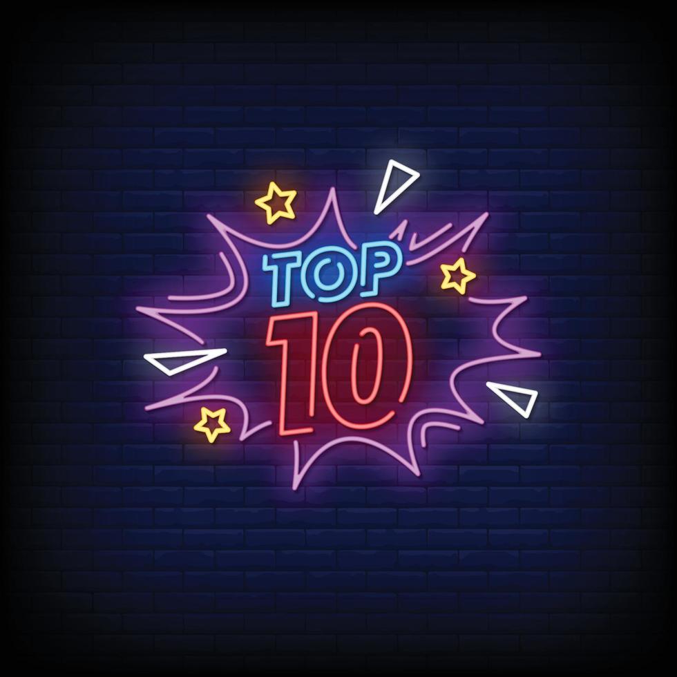 Top Ten Neon Signs vector