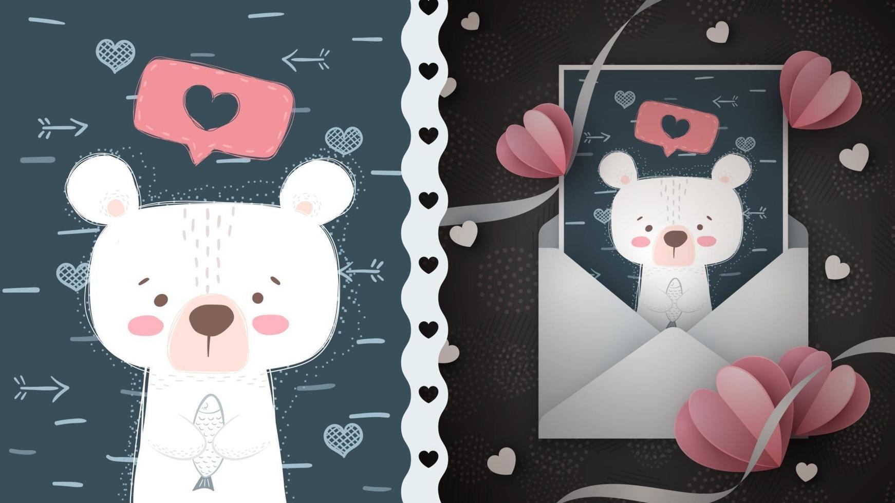 Polar bear with fish vector