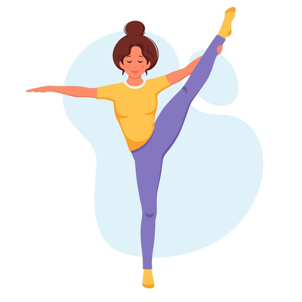 mujer practicando yoga estilo de vida saludable relajarse y meditar vector