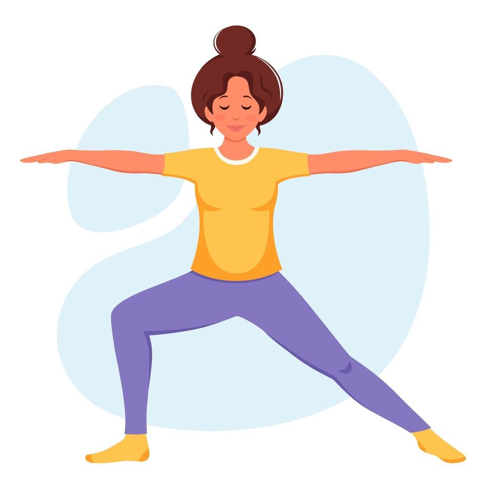 mujer practicando yoga estilo de vida saludable relajarse y meditar vector