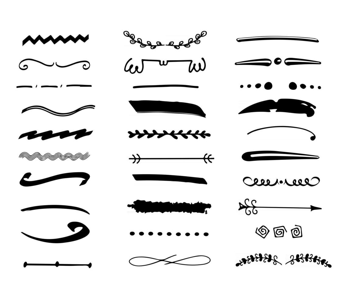Hand drawn text delimiters set Paragraph separators Deviders collection in doodle style Vector deviding lines