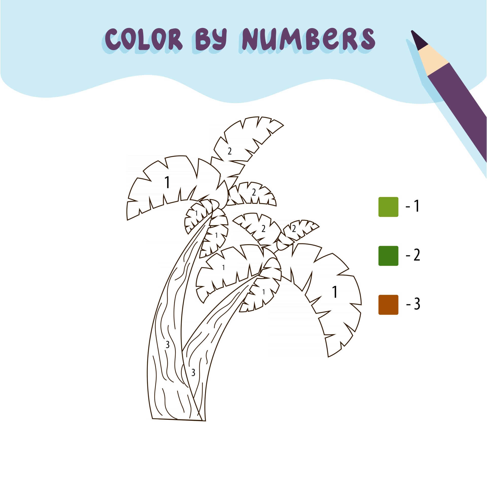 Color Cute Palm Tree By Number Educational Math Game For Children Coloring Page Vector Illustration With Tropical Tree 2520898 Vector Art At Vecteezy