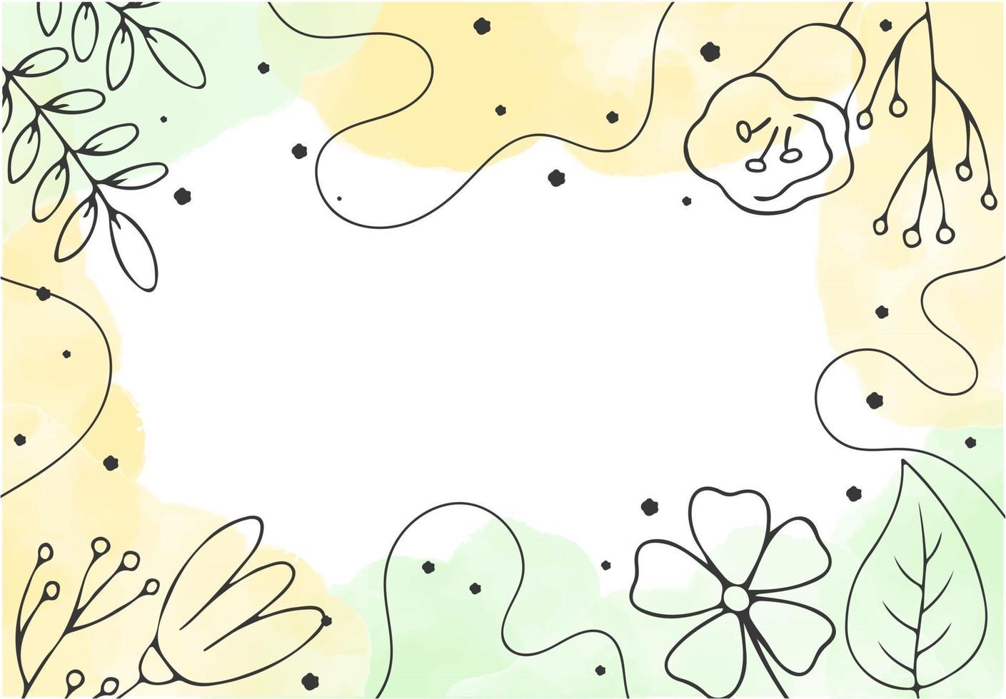 Fondo floral mínimo con flores y hojas de contorno simple dibujado a mano abstracto plantilla de banner romántico felicitaciones concepto vectorial vector