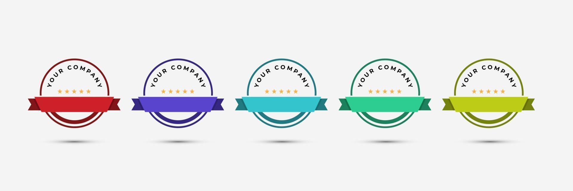 certified badge logo design template vector illustration with ribbon rounded line