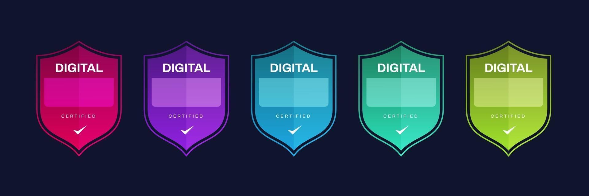 Certified logo badge Criteria level digital certificate with shield logo line vector illustration icon secure template