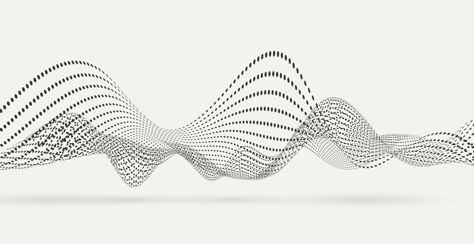 Vector abstract background with flowing waving dots dynamic particles flow