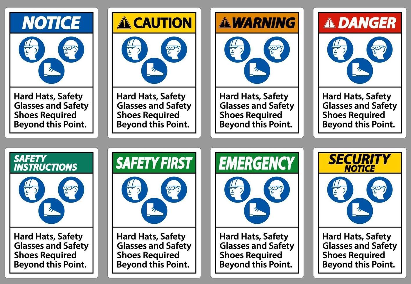 Hard Hats Safety Glasses And Safety Shoes Required Beyond This Point With PPE Symbol vector