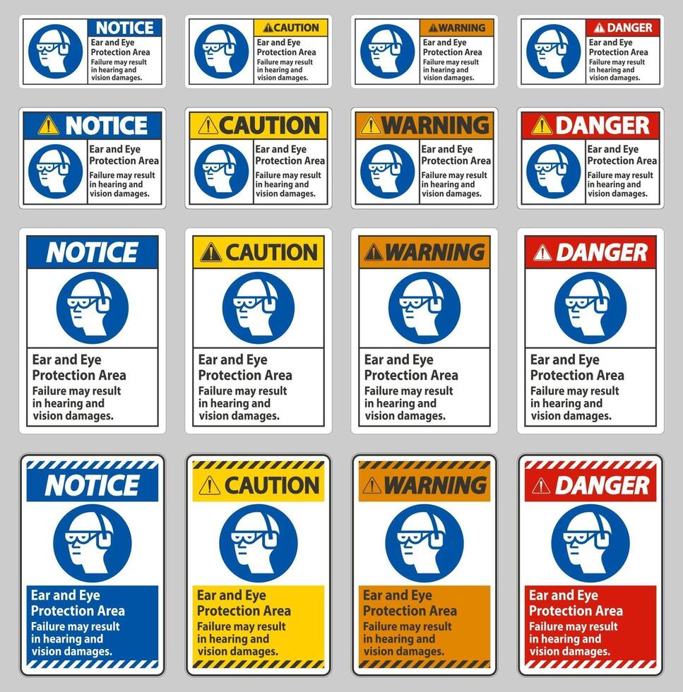 Ear And Eye Protection Area Failure May Result In Hearing And Vision Damages vector