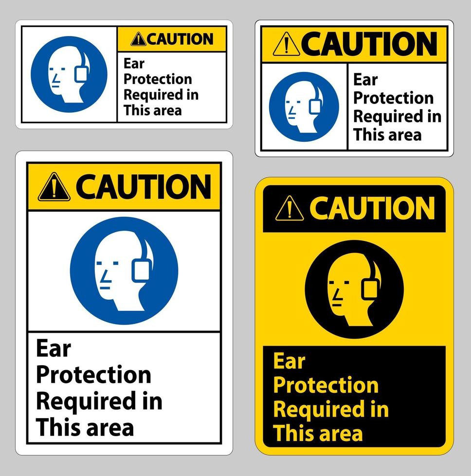 Caution Sign Ear Protection Required In This Area Symbol vector