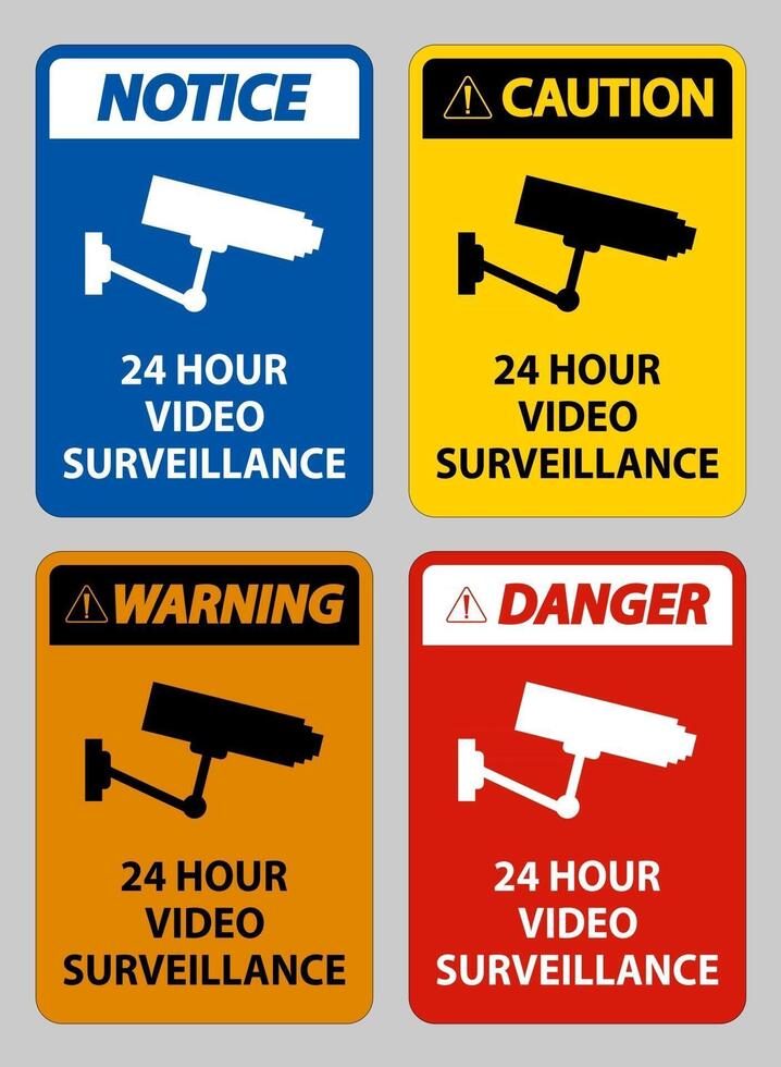 señal de videovigilancia 24 horas cctv vector