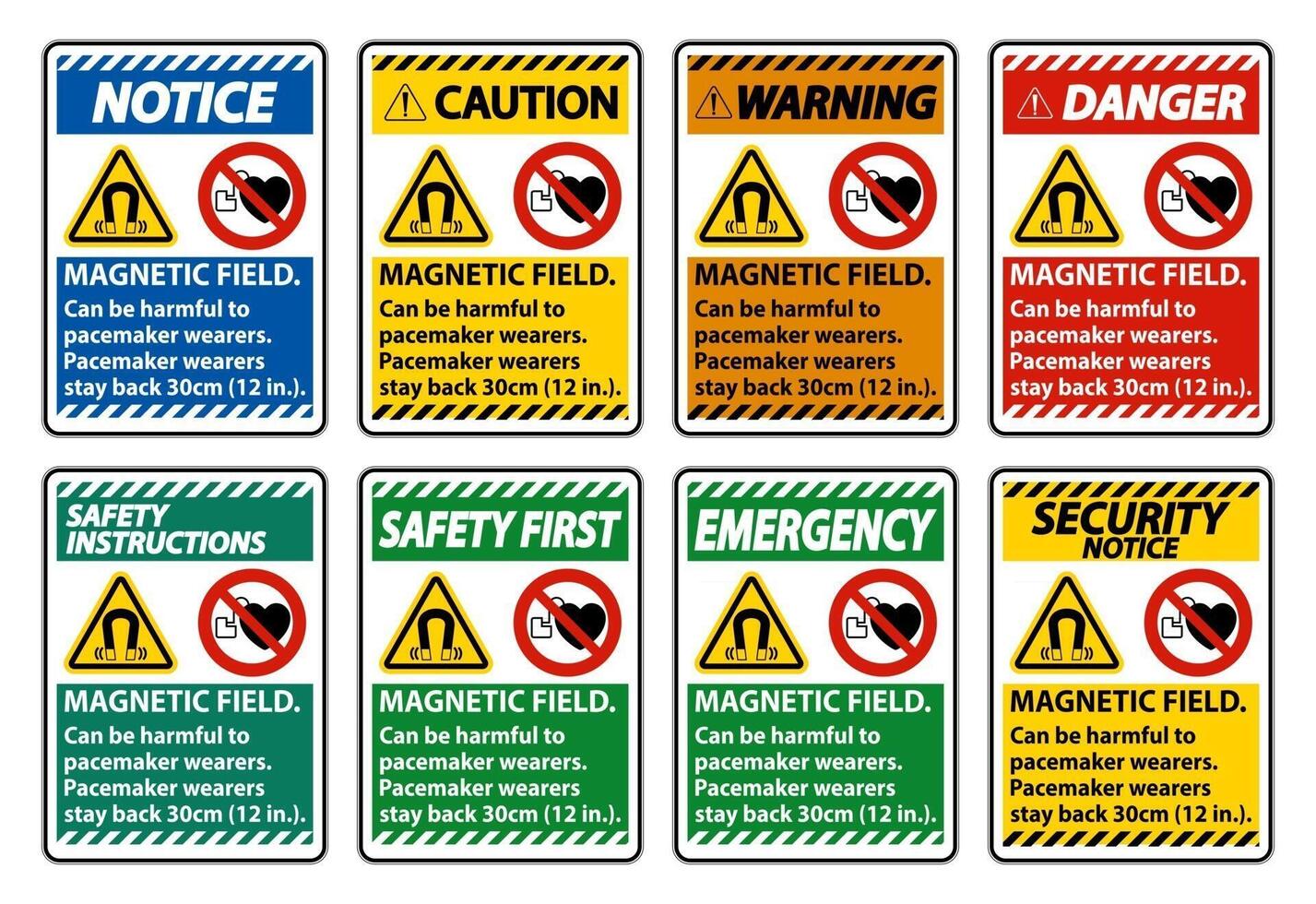 Magnetic field can be harmful to pacemaker wearers pacemaker wearers stay back 30cm vector