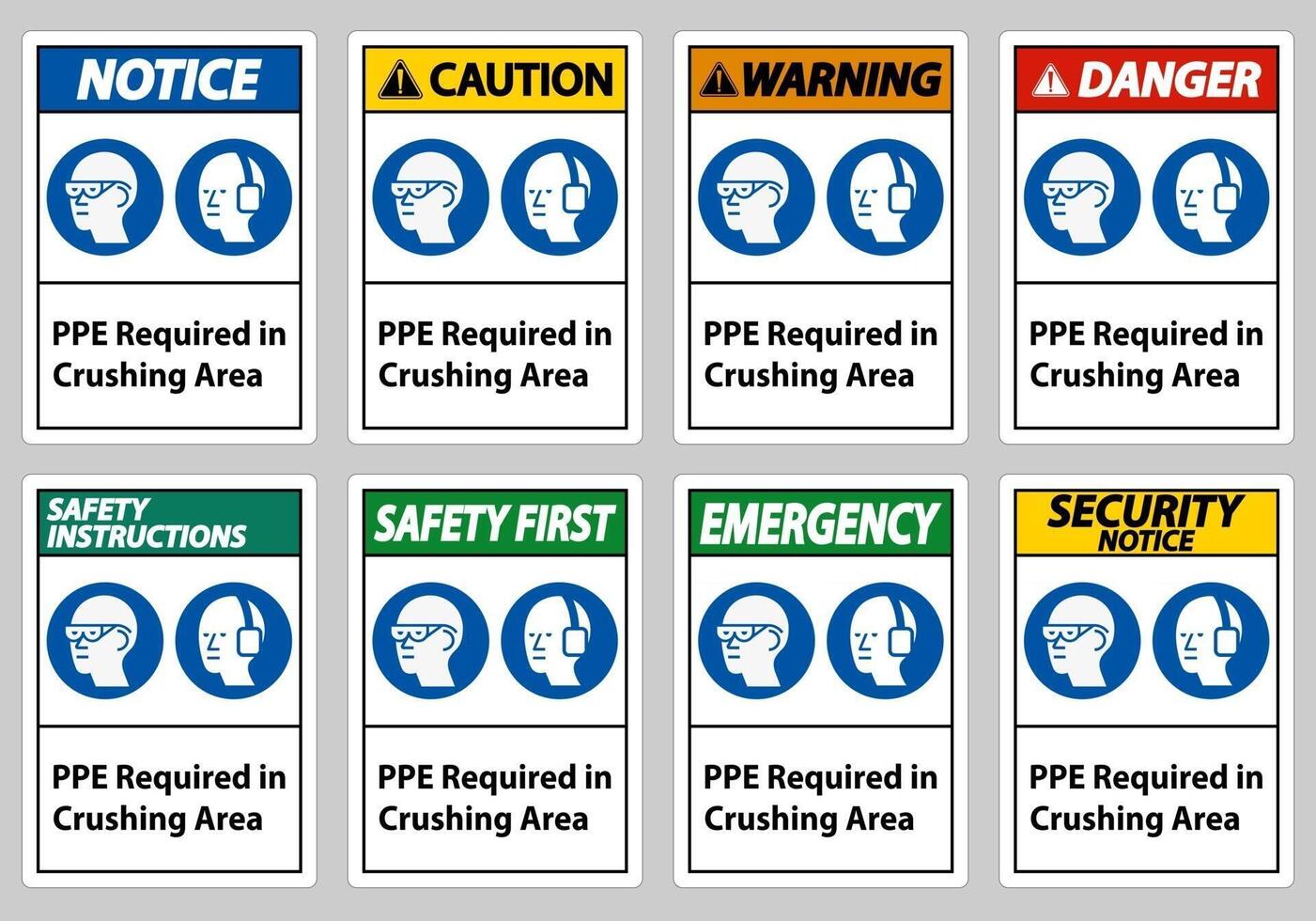 Sign PPE Required In Crushing Area Isolate on White Background vector