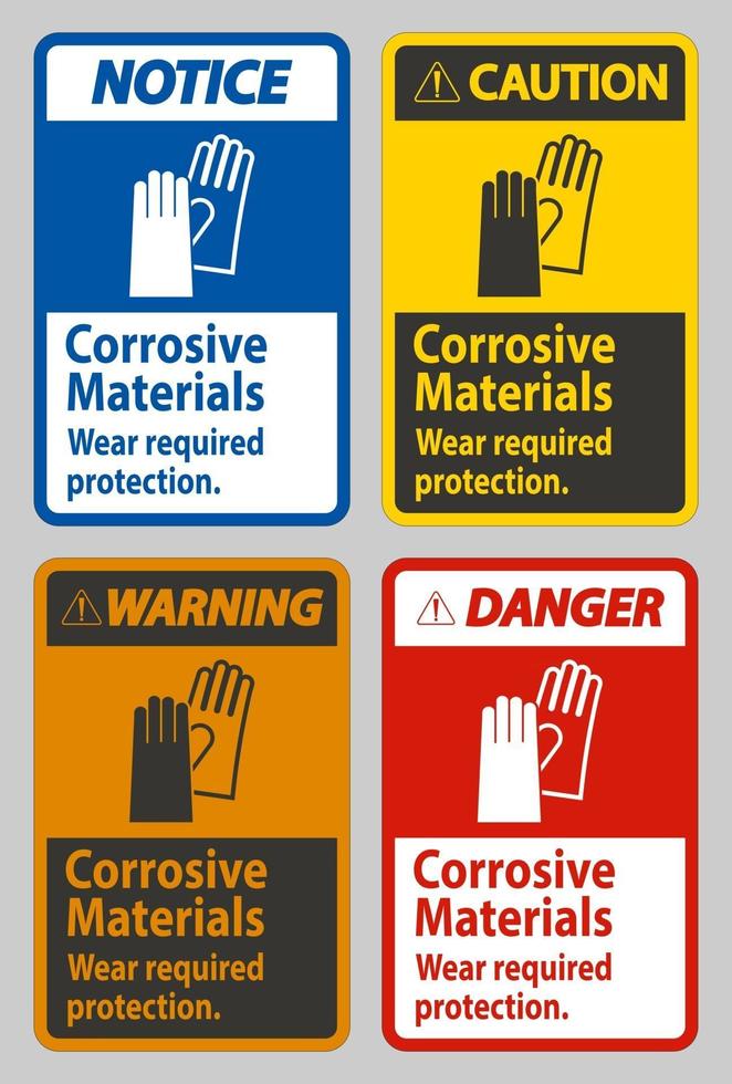 Corrosive Materials Wear Required Protection vector