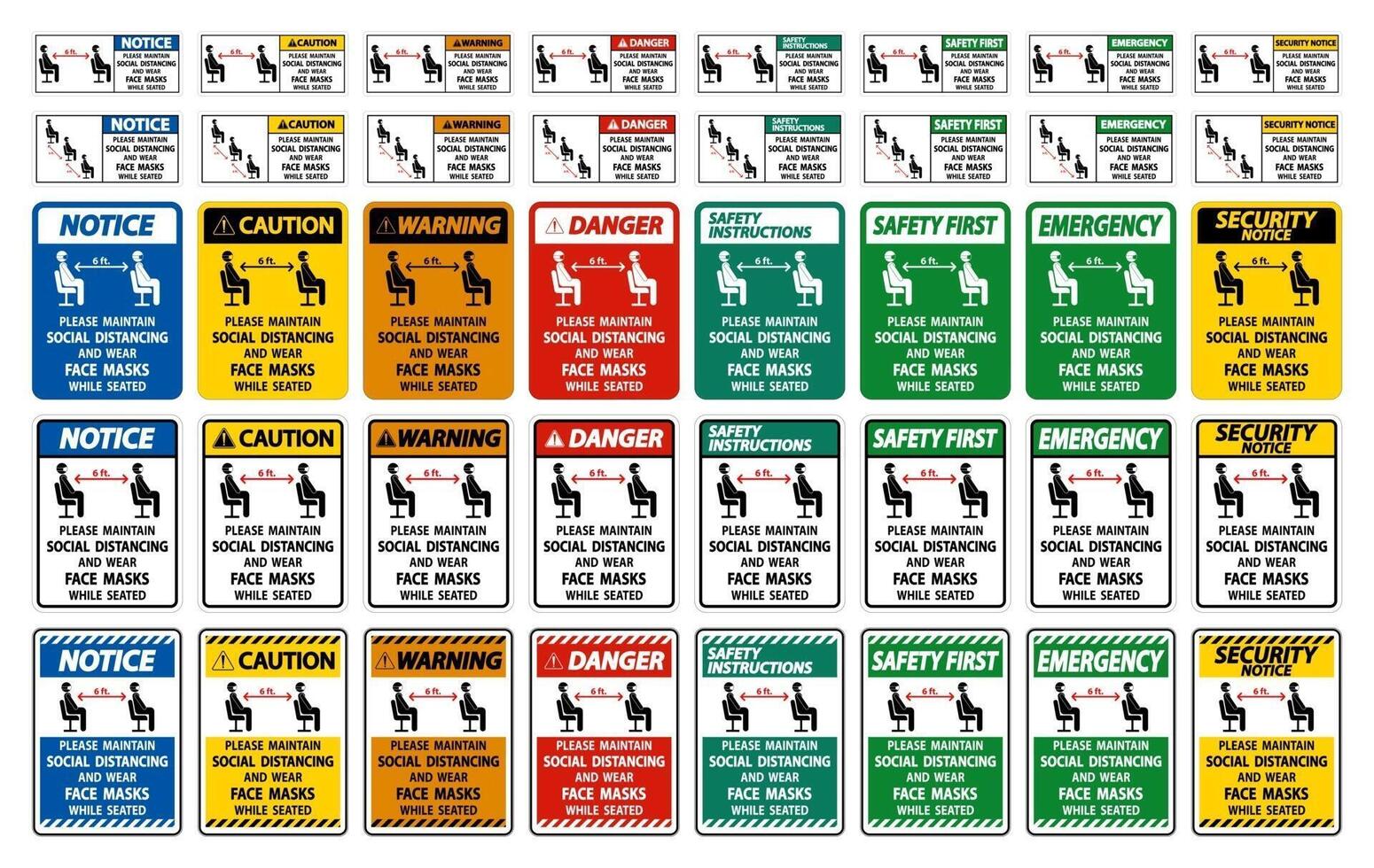 Maintain Social Distancing Wear Face Masks Sign vector
