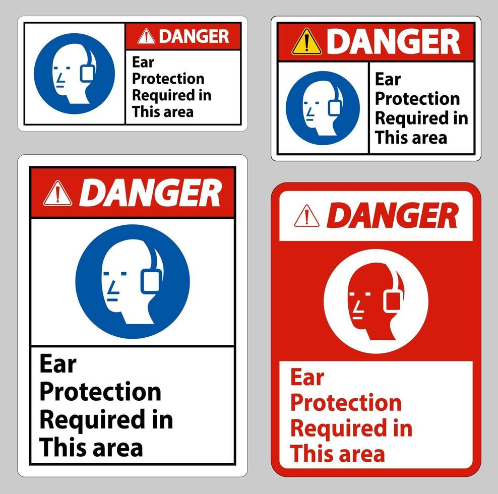 Danger Sign Ear Protection Required In This Area Symbol vector