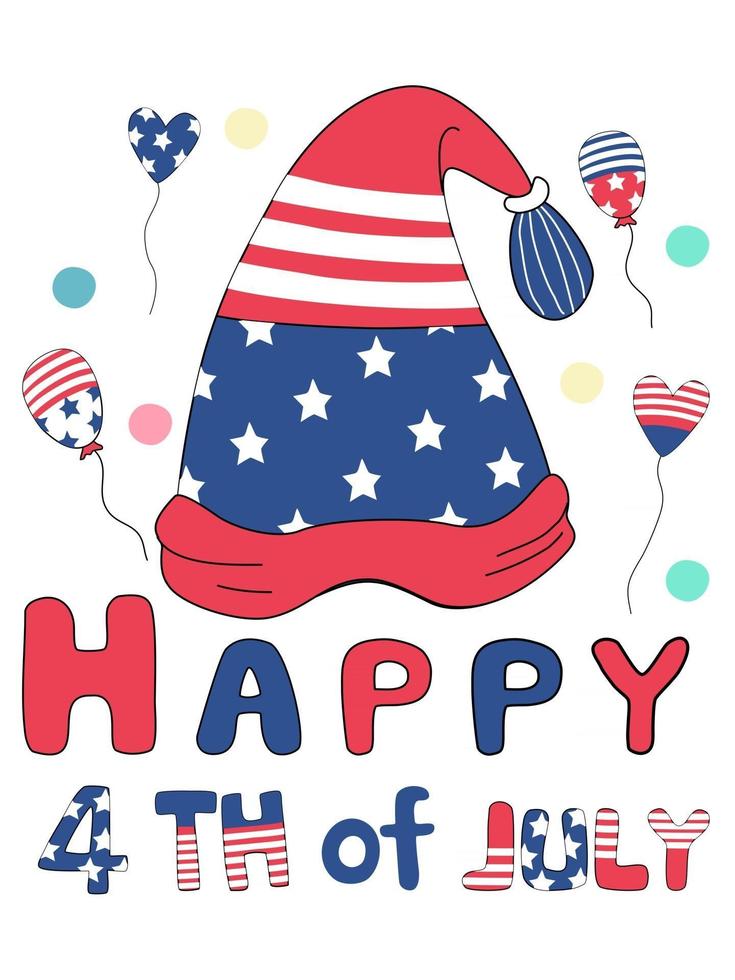 This 4th of July America Celebration Day Doodle style design can be applied to festive season such as invitation ards room decorations jewelry hats t shirts gifts digital printing and more vector