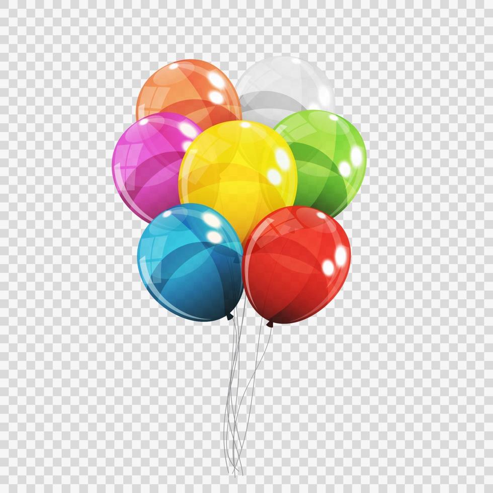 Group of Colour Glossy Helium Balloons Isolated vector